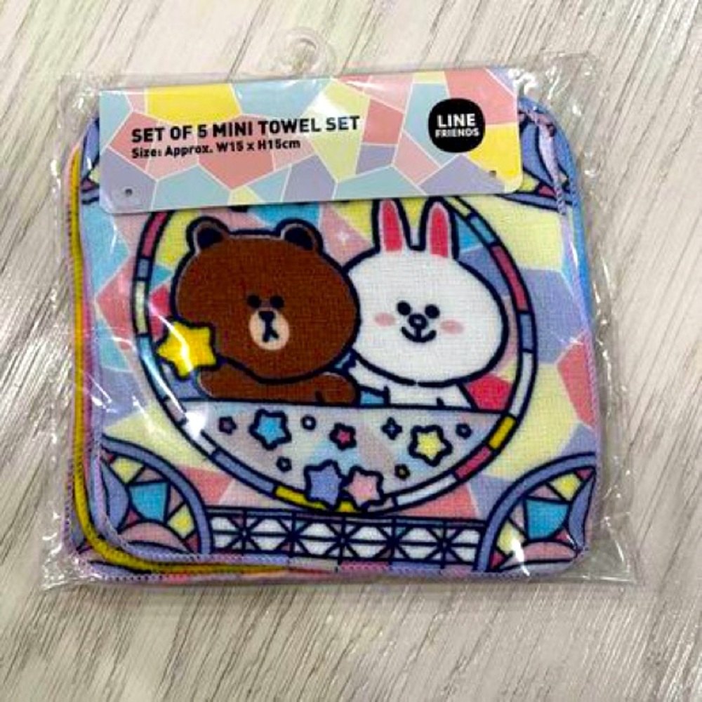 BNIB LINE friends mini towel set of 5